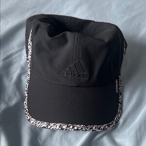 Adidas Black and Gray Visor with Patterned Edge